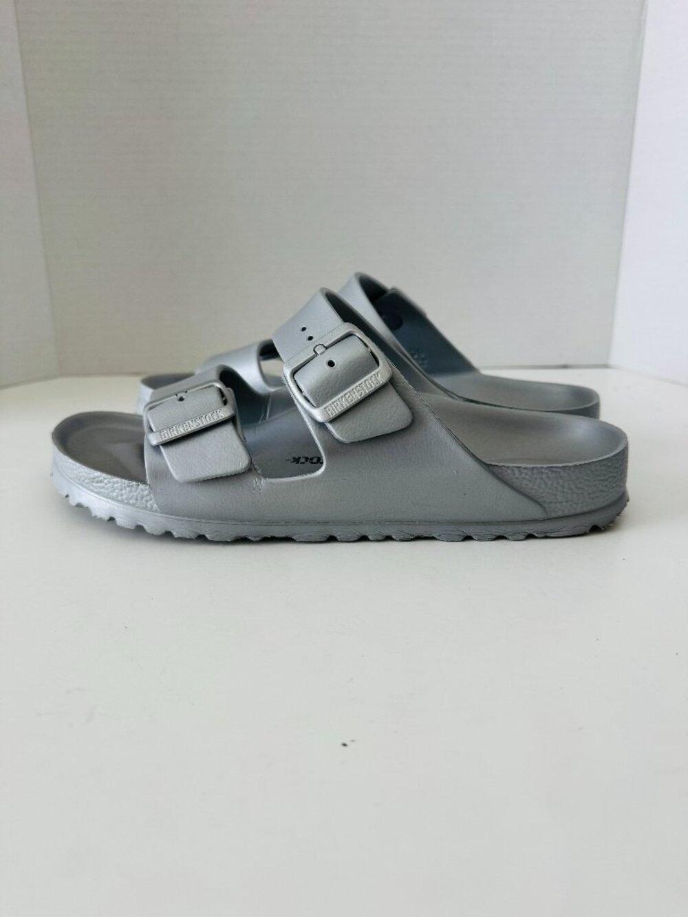 Birkenstock Arizona EVA Doublse Strap Slip On Silver Sandals US8 EU39 Made in Ge